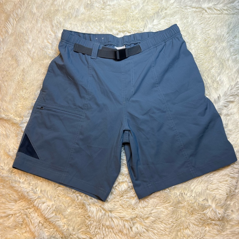 Columbia Men's outdoor hiking Shorts with Belt blue no liner 8” inseam medium